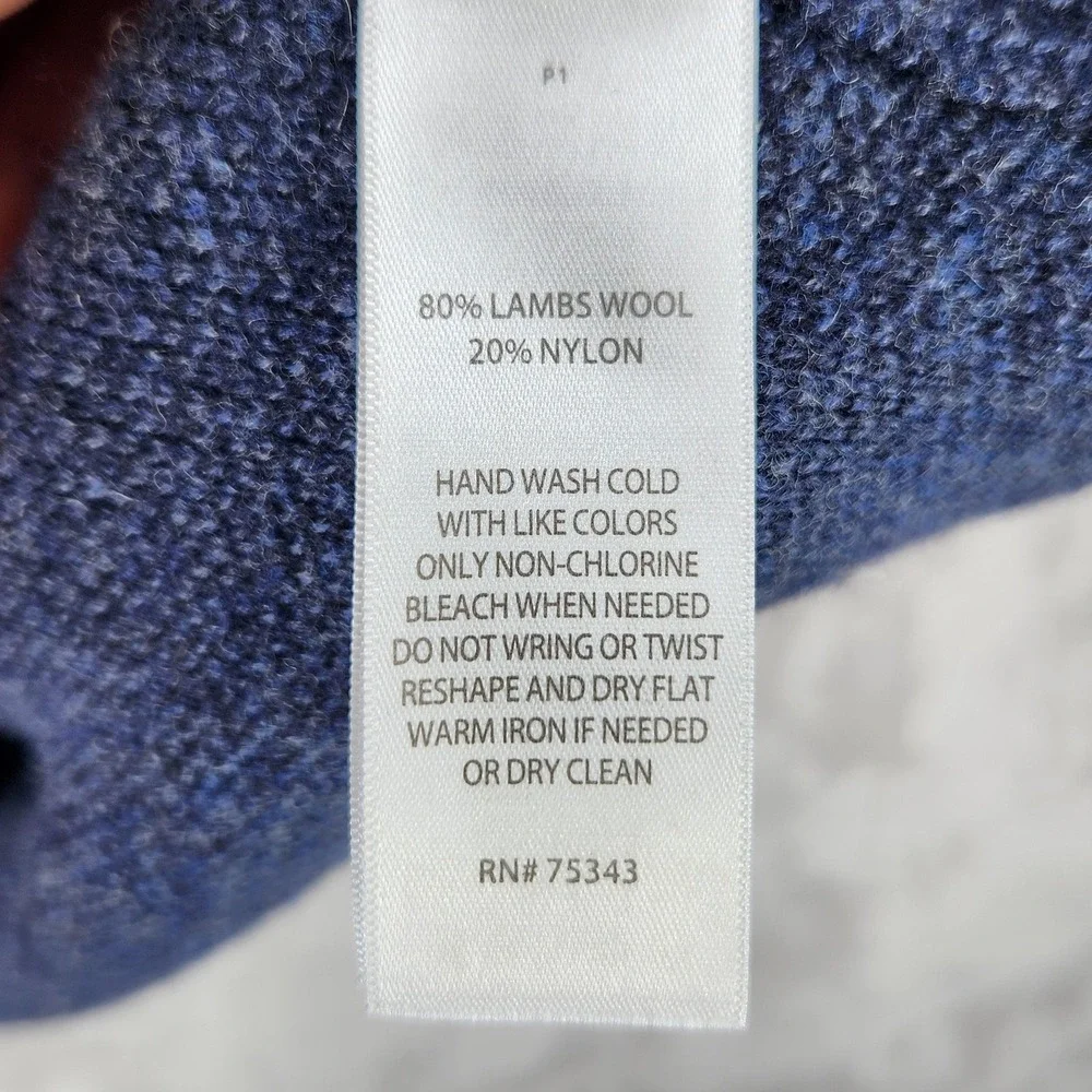 Porter & Ash Cardigan Mens Large Blue Lambswool Nylon Knit Casual
